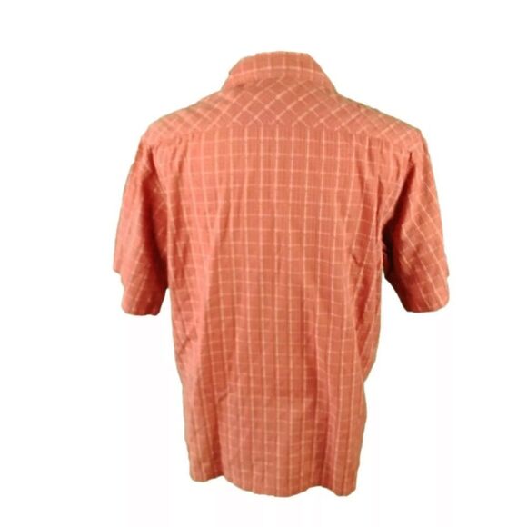 Columbia Large Orange Plaid Cotton Blend Hiking Shirt Short Sleeve. - Picture 2 of 4